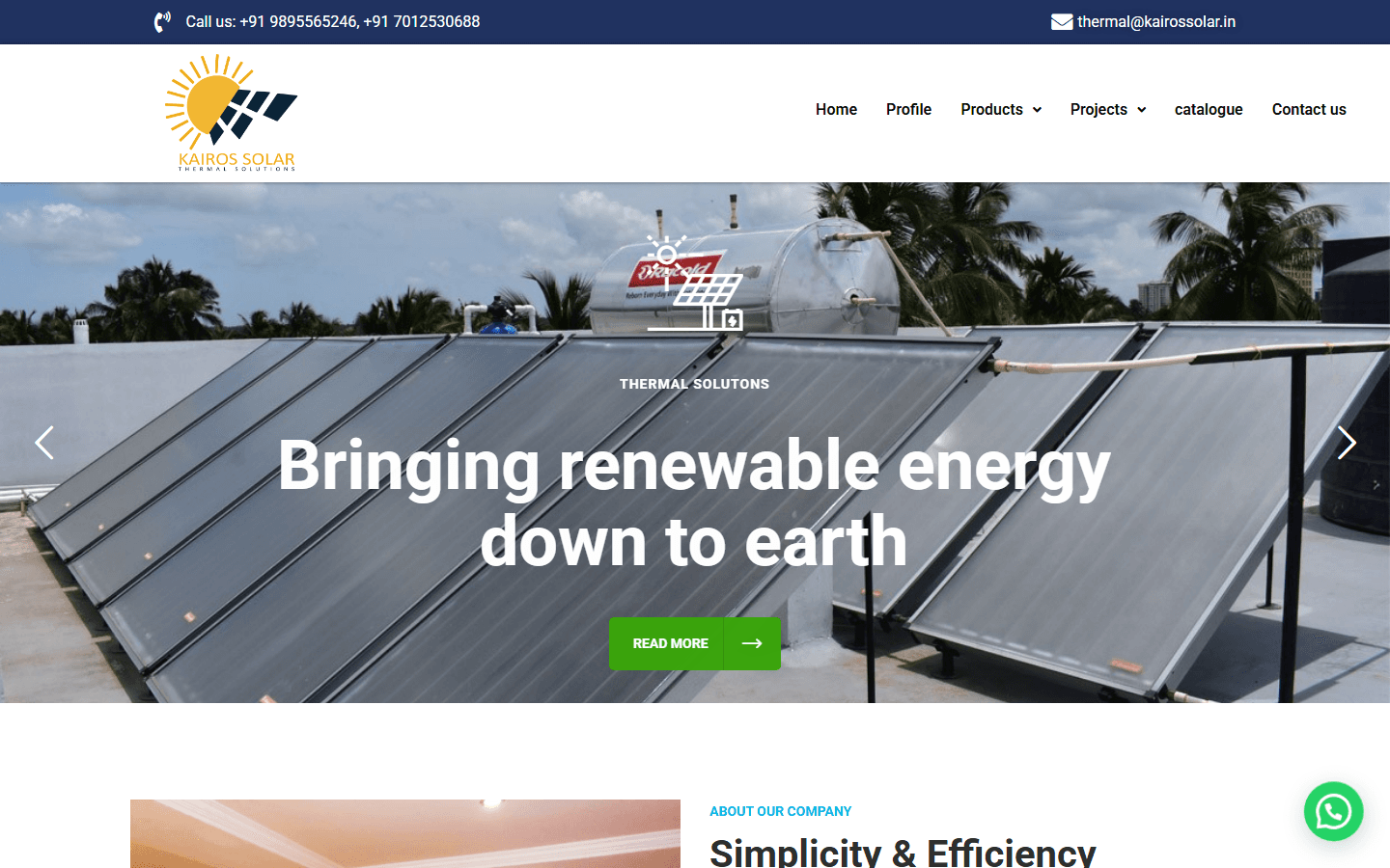 Kairos Solar Thermal Solutions website preview